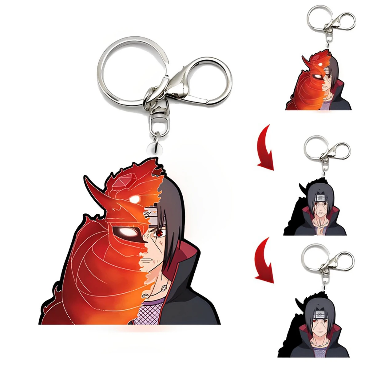 

3D Motion Anime Flip Keychains Cartoon Keyring New Product High Quality Acrylic 3D Lenticular Anime Motion Key Chains for Gifts