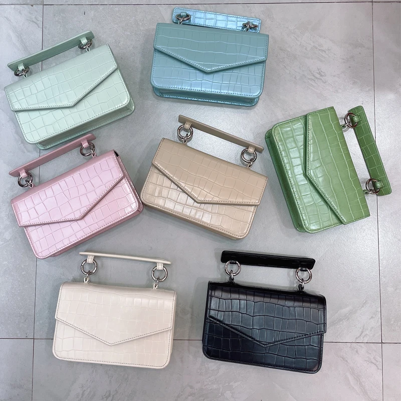 Fashion Lady Crocodile Leather Bag Tote Cow Split Leather Shoulder Bag Luxury Design Small Tote Purse Handbag