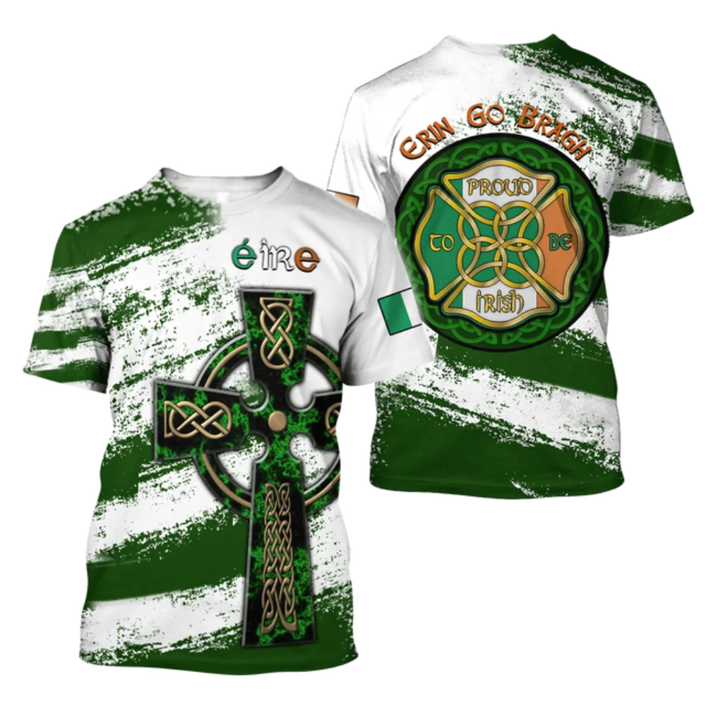 

2023 Summer New Printed Irish Celtic Men's and Women's T-shirt, Custom Name Short Sleeve Unisex Shirt, Harajuku Large Casual Sty