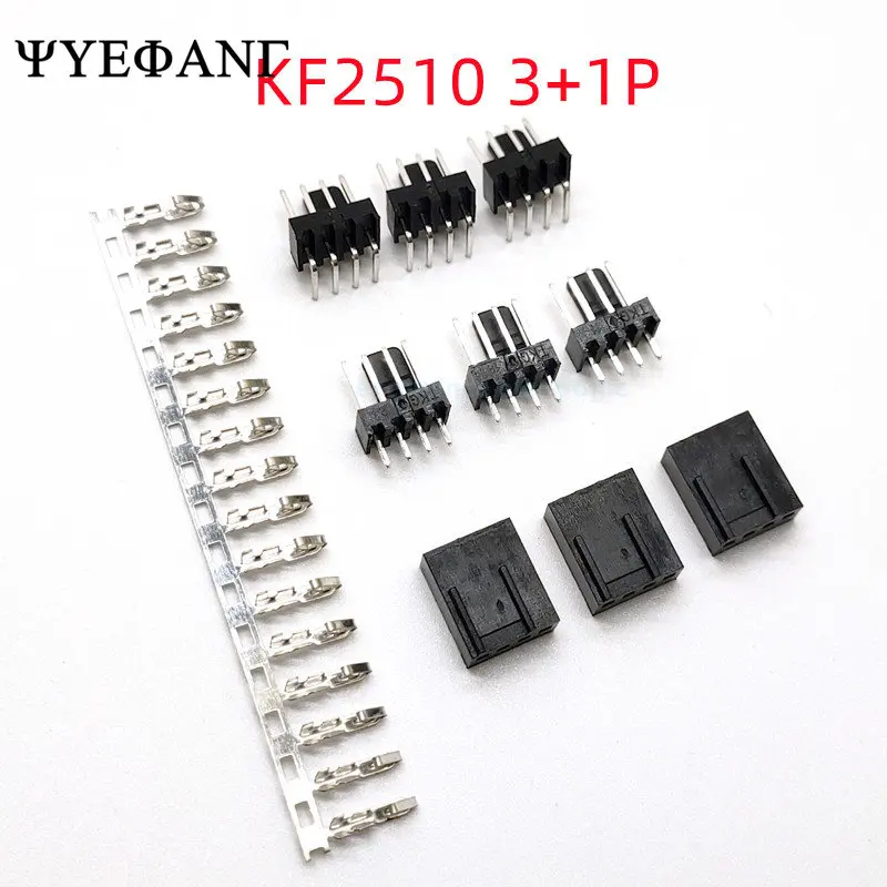 10PCS/Lot KF2510 2.54mm KF2510 3+1P Male Female Housing Connector Straight Right Angle Pin Header 2.54mm 4pin