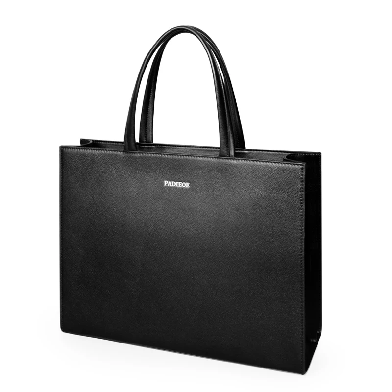 PADIEOE Business men's briefcase Portable leather bag Tote bag Large capacity file bag Cowhide men's bag