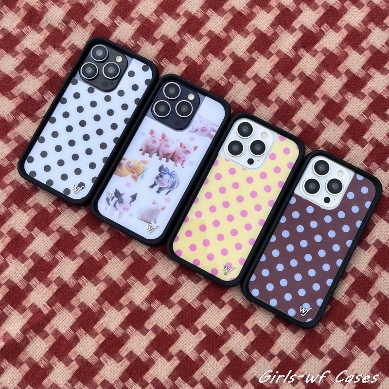 Фото Чехол для телефона Hot Wildflower 3D в горошек для iPhone 16, 15, 14, плюс 13, 12, 17 Pro Max Air 16 pro WF, милый чехол с изображением поросенка и поросенка №1