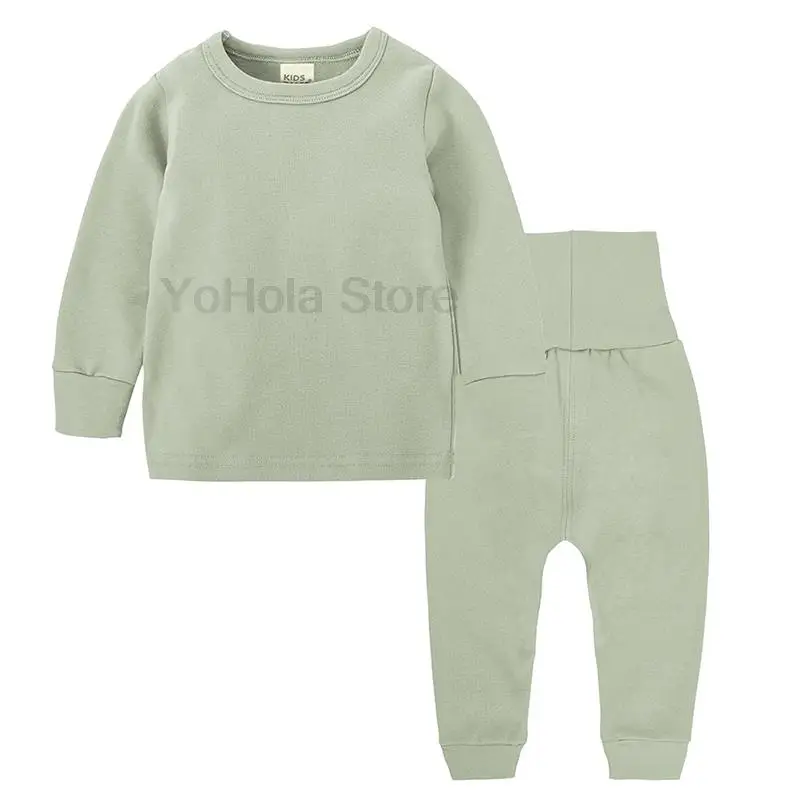 

Baby Cotton Clothes Pajamas Sets Boys Girls Pyjamas Set Children Sleepwear Baby Bodysuit Home Suit 2PCS Solid Clothes 0-12Y