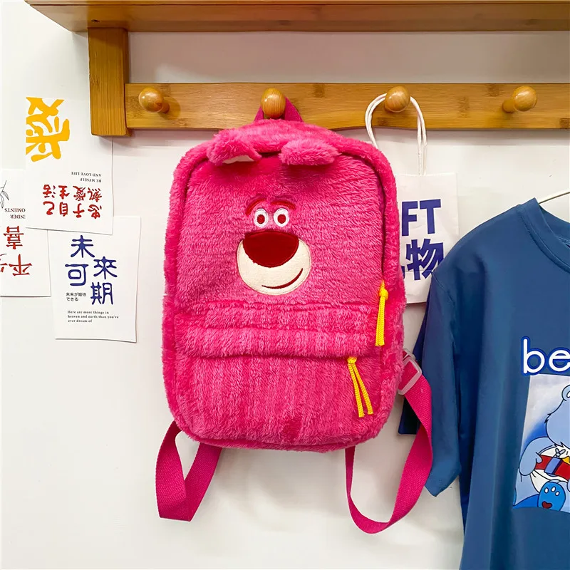 

Милый Плюшевый Рюкзак Ins Kawaii Disney Lotso, сумка на одно плечо, милая мультяшная детская повседневная Портативная сумка для хранения, подарок для ...