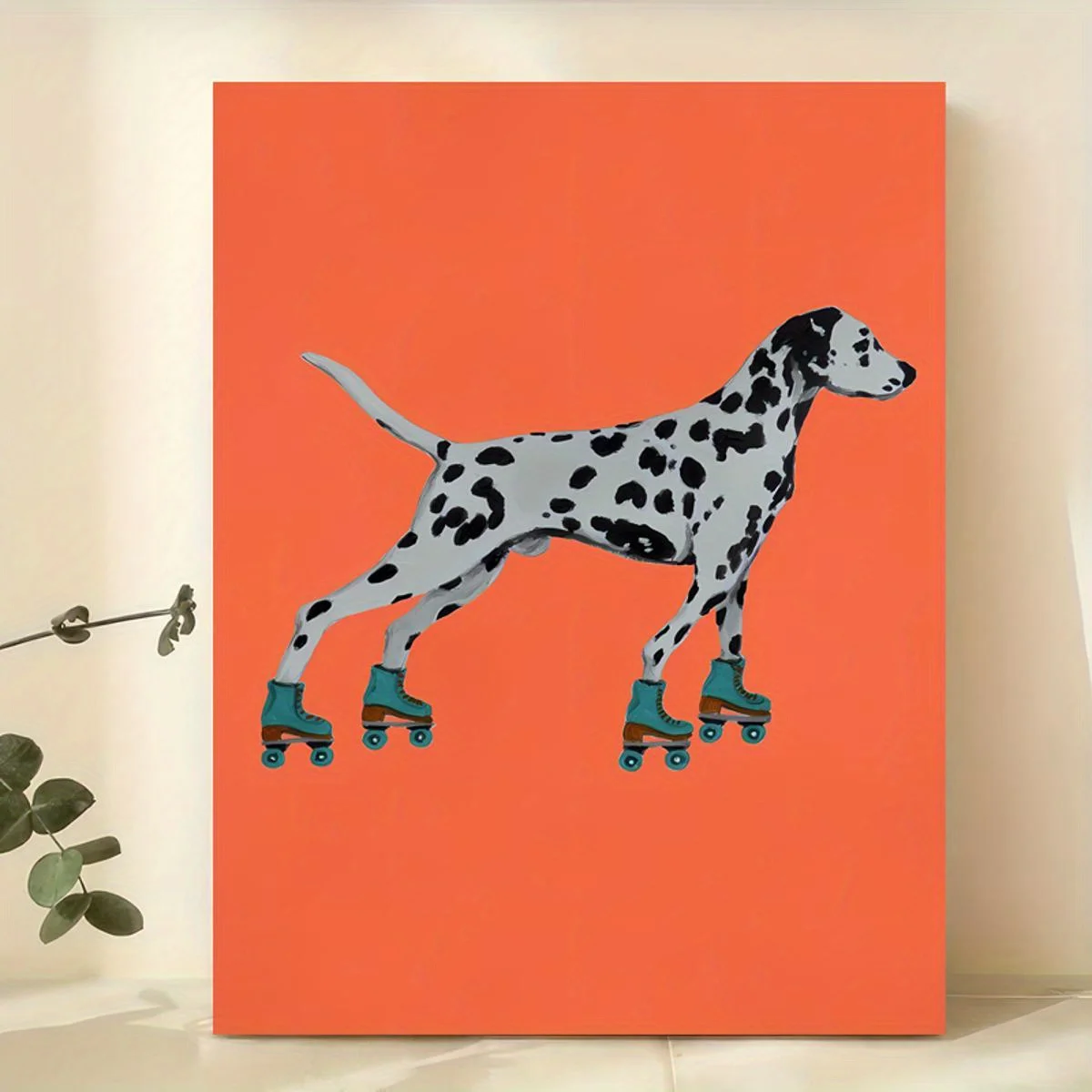 Настенное искусство Dalmatian Rollerblader для гостиной украшение стен спальни дома без