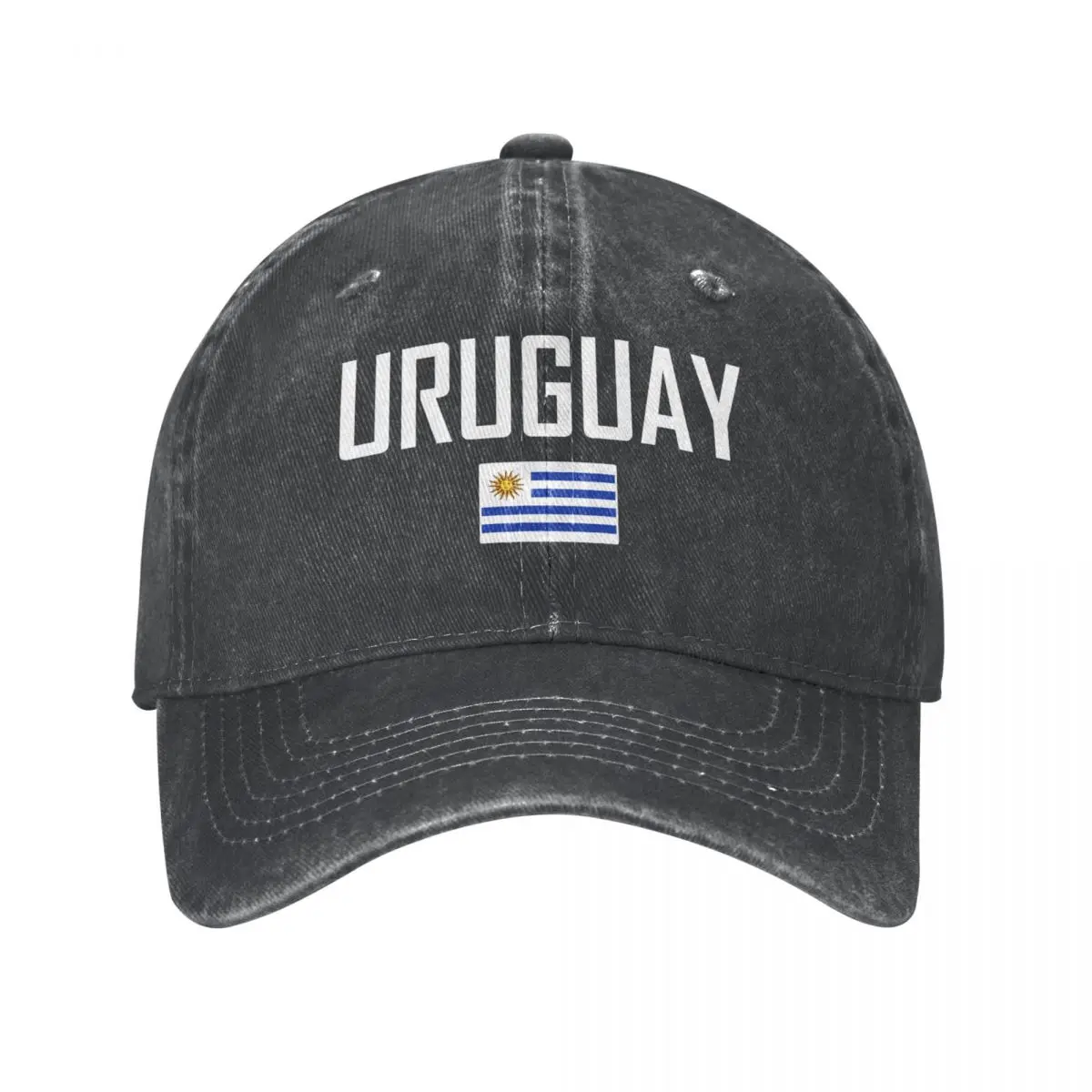 

Men Baseball Cap URUGUAY Flag And Font Charcoal Washed Denim Classic Vintage Cotton Dad Trucker Hat Unisex Adult