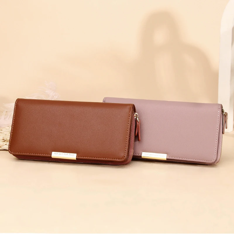Aliwood Pu Leather Long Women Wallets Simple Zipper Purses Fashion Clutch Female Wallet Money Clip Card Holder Carteras Mujer