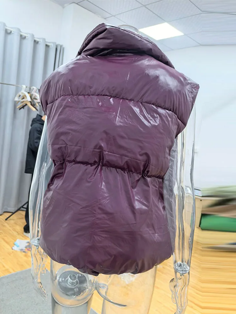 Повседневный бордовый красный женский жилет модный теплый отложной воротник на