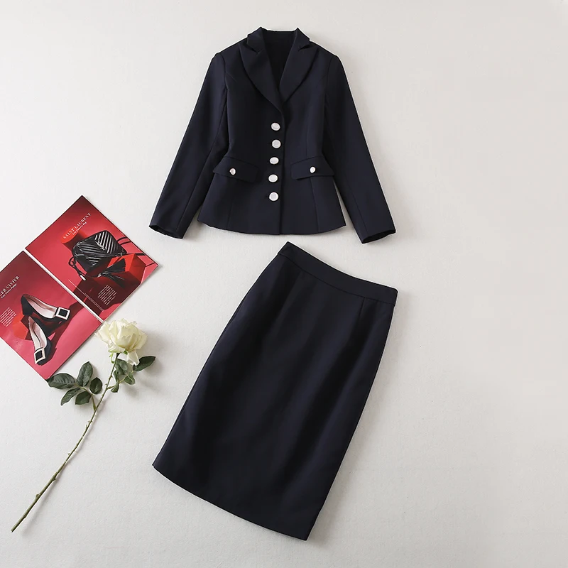 

Высококачественный осенне-зимний элегантный комплект MIUXIMAO 2022, однобортный костюм с длинным рукавом и юбка, Модный комплект из двух предметов, женское платье