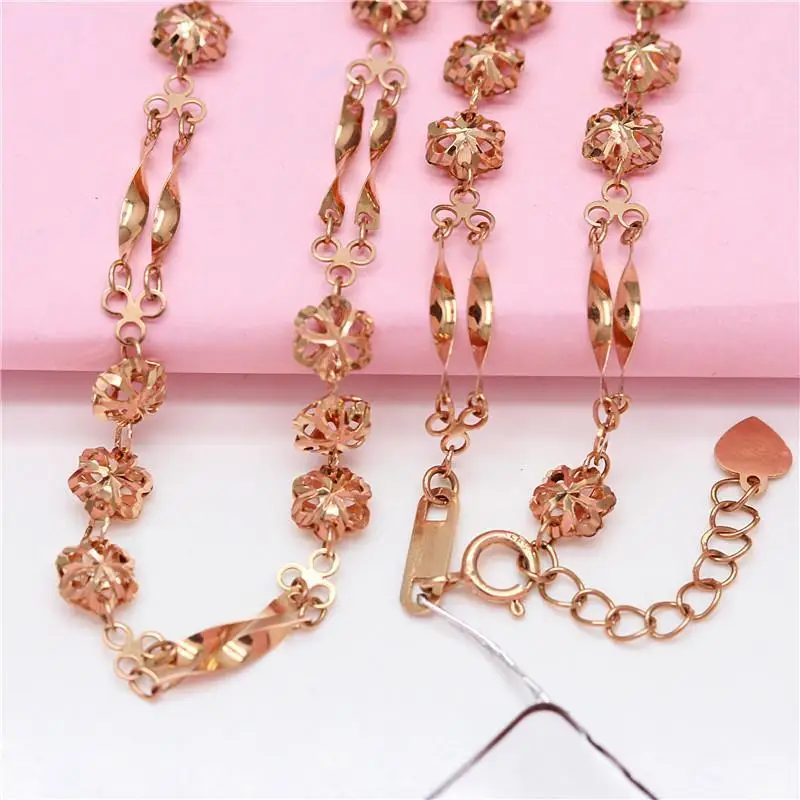 

Ожерелье с покрытием из 14-каратного золота, новое российское ожерелье из двух частей из 585 фиолетового золота с цветком, женские подарки