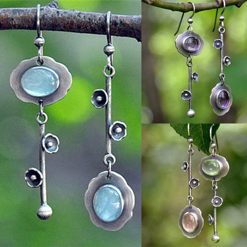 

Silber Vintage Gifts Ohrhaken Mondstein Damen Modeschmuck Baumeln Ohrringe Girls