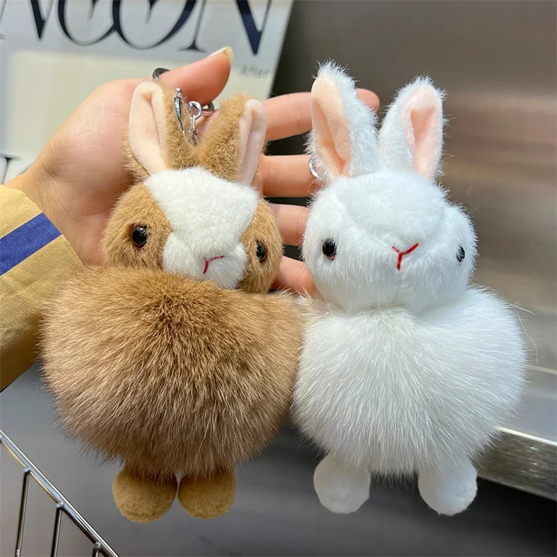 

Fluffy Fur Pendant For Women Gifts Cute Plush Doll Rabbit Car Kering Fluffy Pompom Bag Pendant Accessories Fur Pendant
