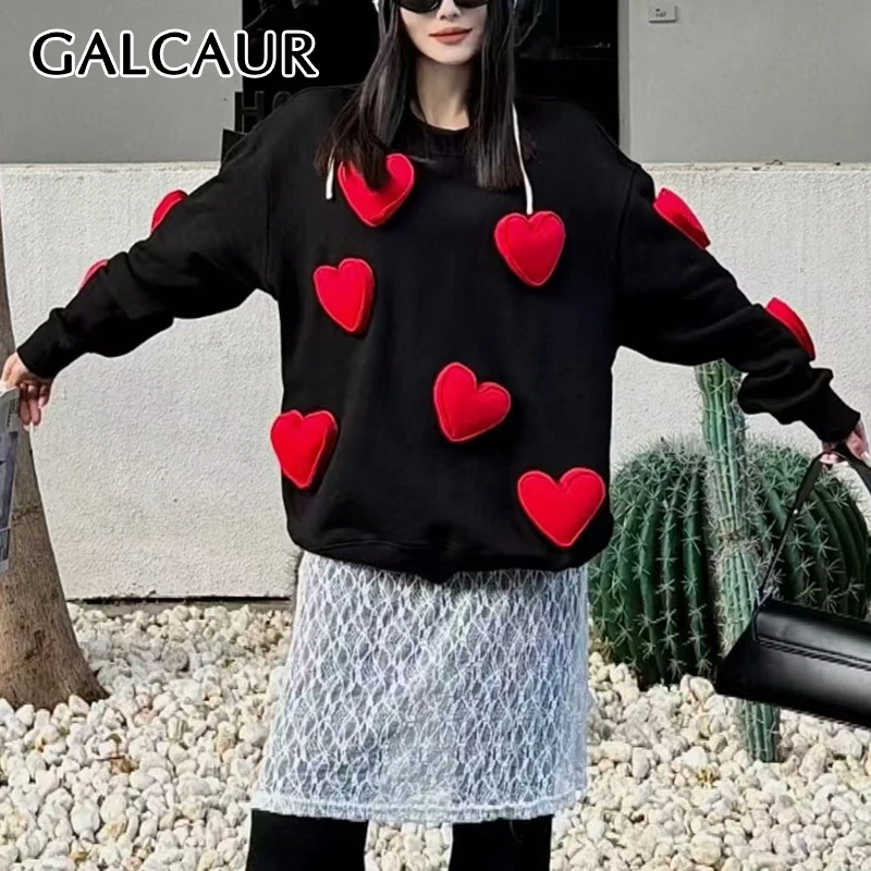 GALCAUR хитовые цветные свободные толстовки для женщин с круглым вырезом и длинными