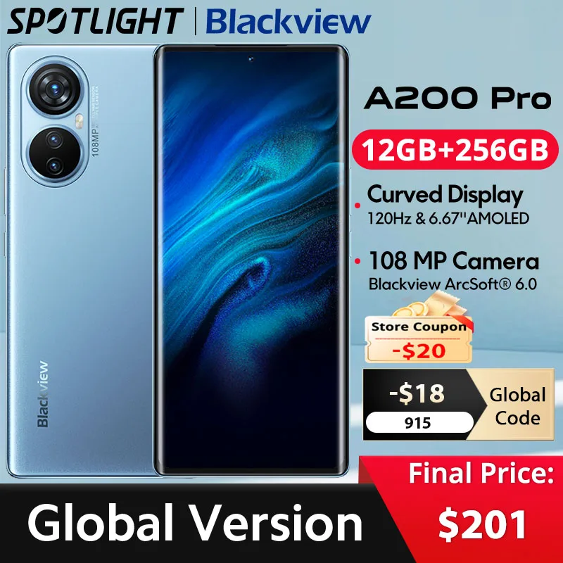 【World Premiere】Blackview A200 Pro 6.67''120HZ Curved Display 12GB 256GB AMOLED 108MP Camera MTK Helio G99 5050mAh Smartphone