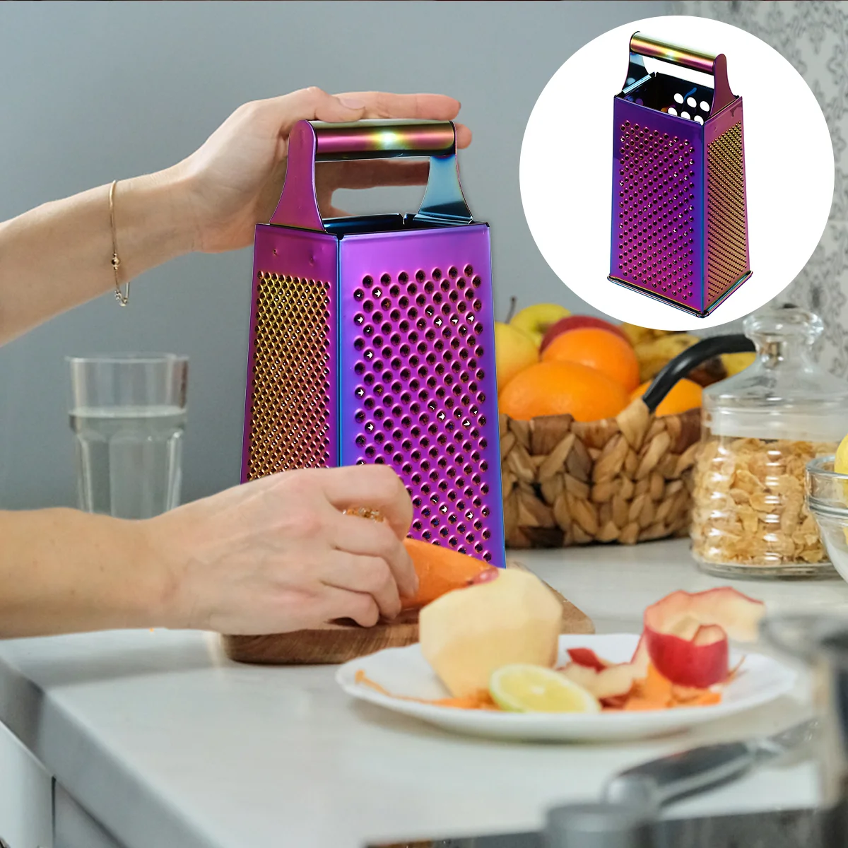 

Grater Cheese Slicer Box Kitchen Shredder Vegetable Garlic Ginger Graters Vegetables Zester Professional Steel Stainless Potato