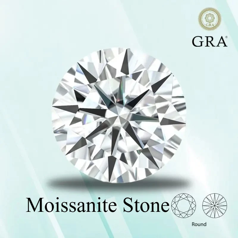 Moissanite Taşı Yuvarlak Kesim D Renk VVS1 0.1ct-12ct DIY Kolye Küpe Ana Malzemeler Sertifika ile Elmas Test Cihazını Geçiyor