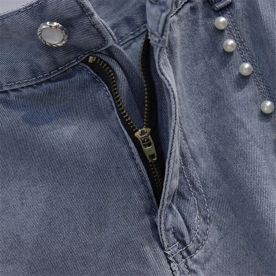 High Waist Beading Lace Eans Shorts Summer Wigh Leg Denim Short Fashion Pantalones Cortos Oversize 5xl Baggy Vaqueros Blue Pants