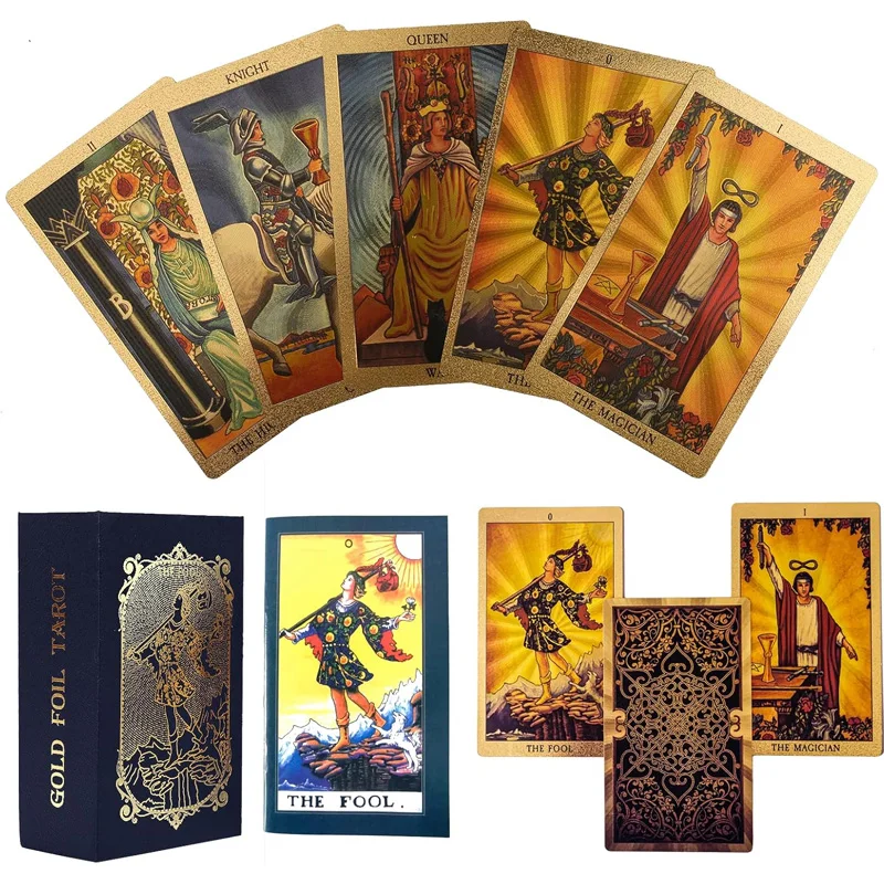 Карты Таро из золотой фольги с принтом в ассортименте