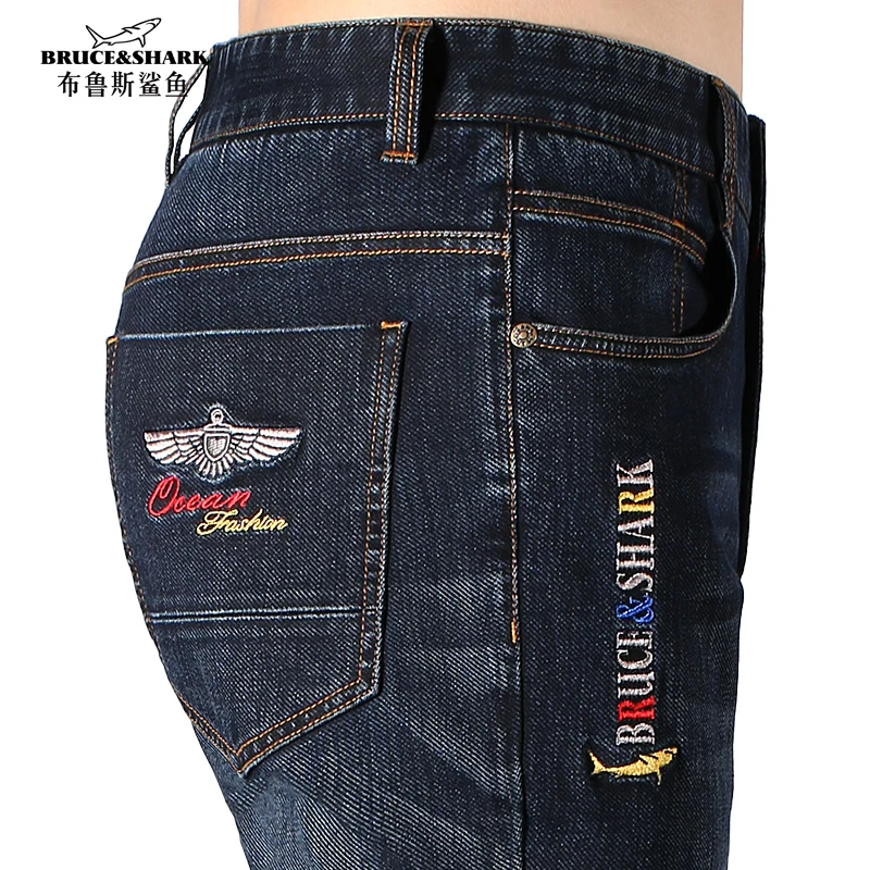 2022 Bruce&Shark Men's Jeans Winter Thick Fashion Casual Straight Leg Strech Soft Loose Super Quality Special Wash big size 42