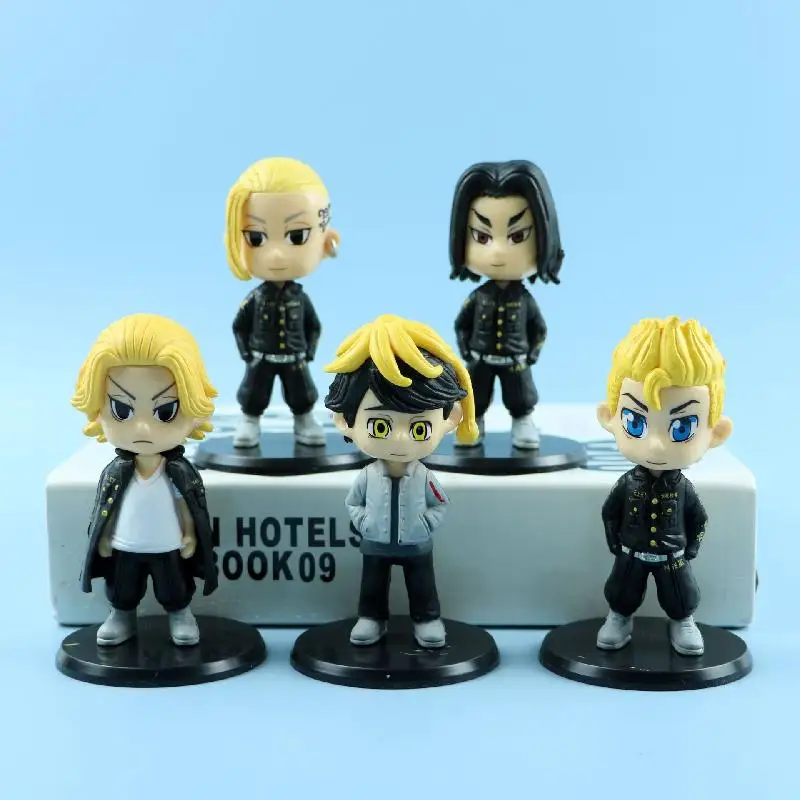 

5 шт./компл. Q версии фигурка Токийский Мстители ПВХ Модель Hanagaki Takemichi кукла игрушка украшение настольное украшение аниме персонажи