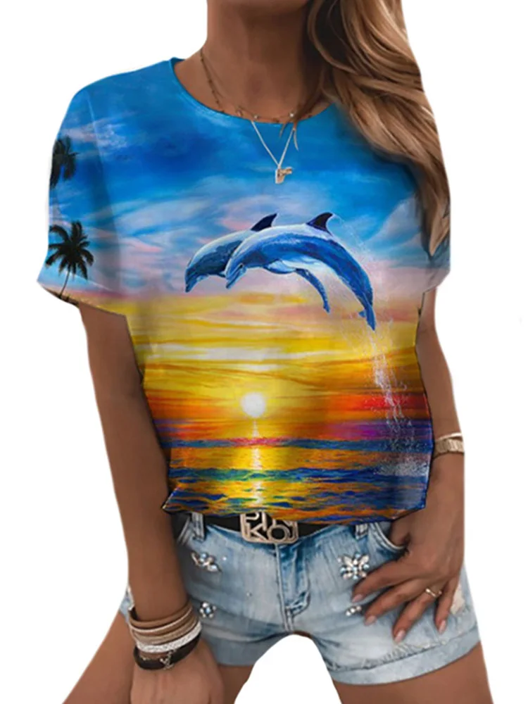 

CHSDCSI Fashion Women Summer T Shirt Short Sleeve Digital 3D Cat Printed Tops O-Neck Femme Tees Mujer Camisetas 2022 Hot Sale