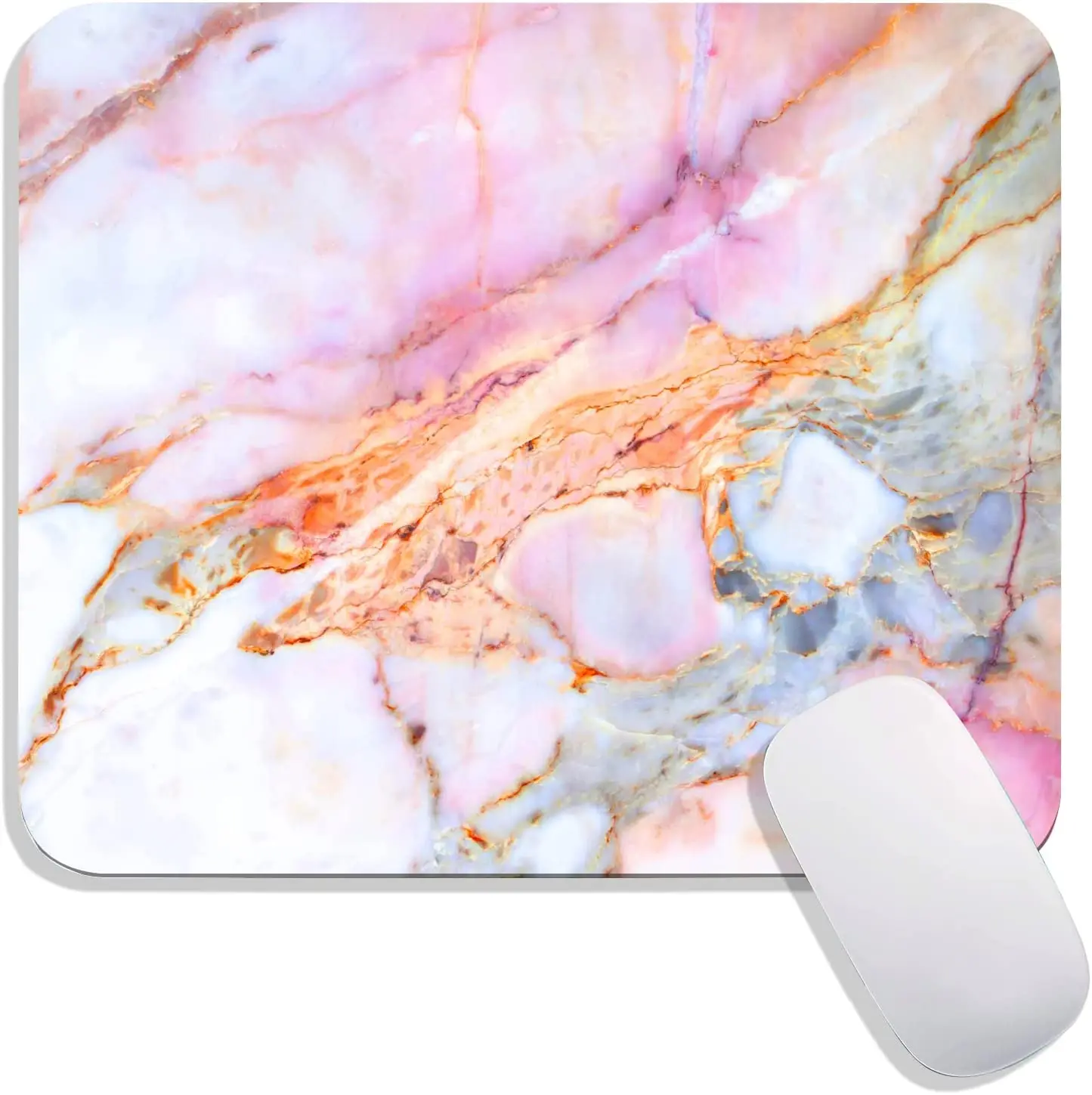 

Pink Marble Mouse Pad Personalized Premium-Textured Mousepads Design Non-Slip Rubber Base Computer Mouse Pads 9.7x7.9 Inches