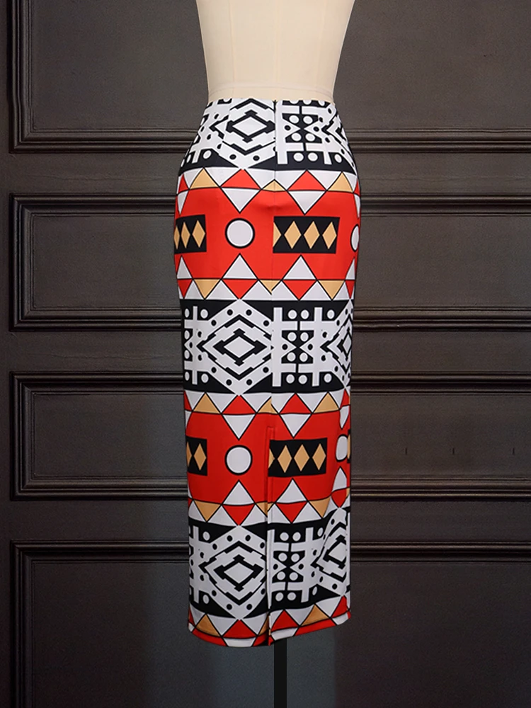 Юбка женская с принтом винтажная офисная скромная облегающая завышенной талией