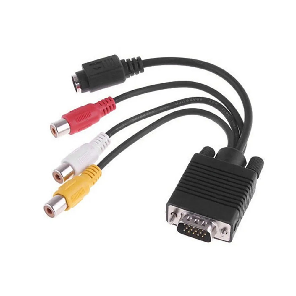 Портативный ПК практичный композитный VGA SVGA к S-Video HD прочные аксессуары 3 RCA AV