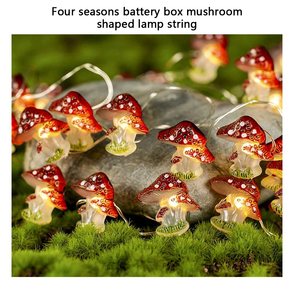 

Resin Mushroom String Light Cute Waterproof Rainproof Indoor Outdoor Home Yard Party 30 Beads 3 Meter 3D Decorative Lamp