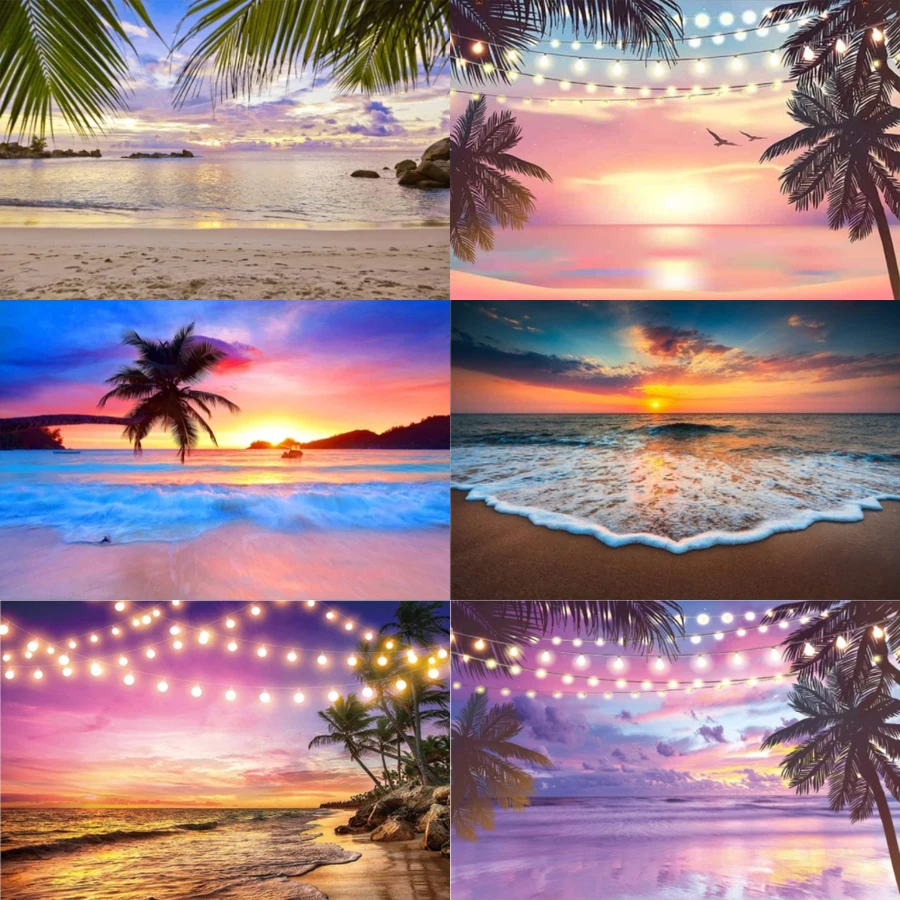 

Summer Beach Photography Backdrop Tropical Sunset Ocean Beach Island Seaside Scene Wedding Background Baby Birthday Party
