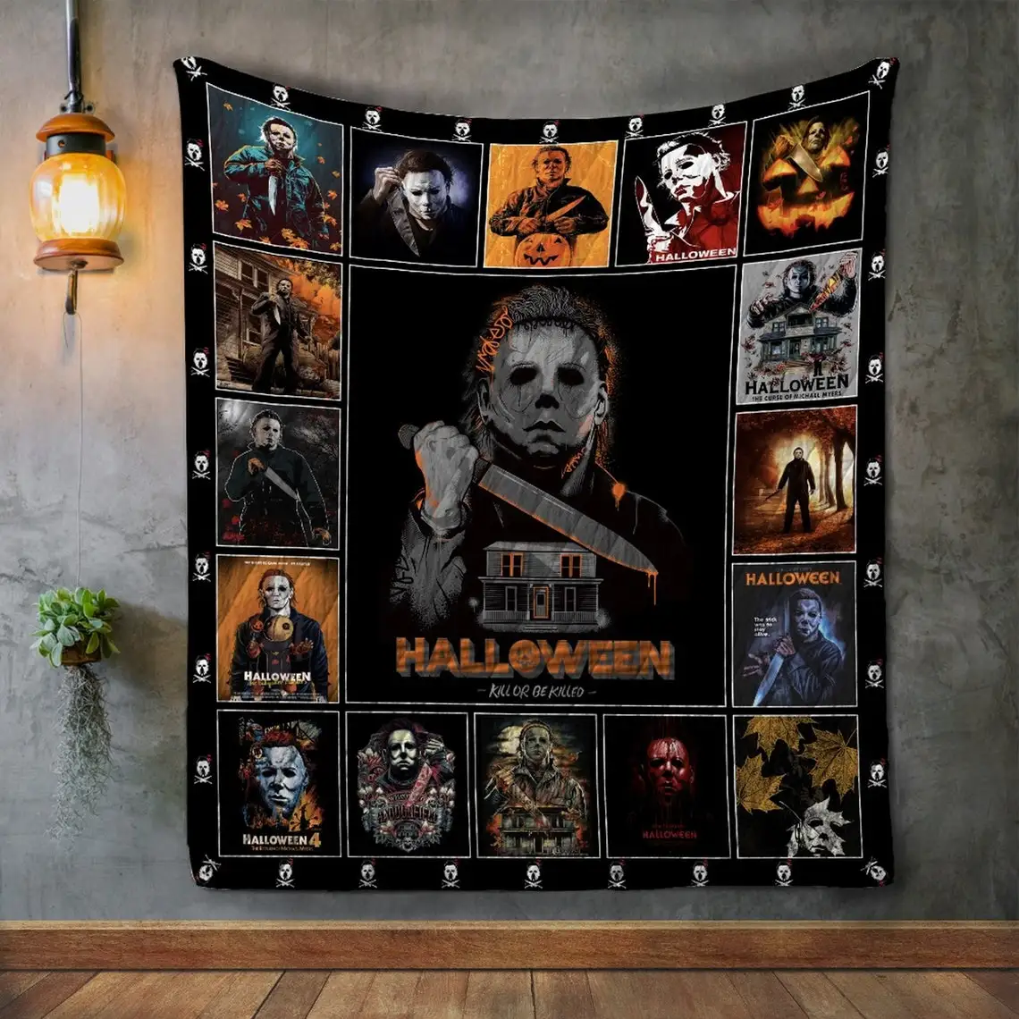 

Super Clear 3D Michael Myers Bed Blanket Office Home Hiking Picnic Thick Quilt Fashionable Bedspread Flannel Blanket.