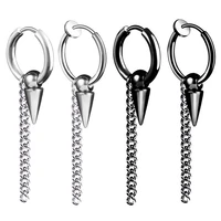 1 pair cone ear cuff chain earrings tassel helix piercing tragus piercing drop clip earring surgical steel fake piercing jewelry
