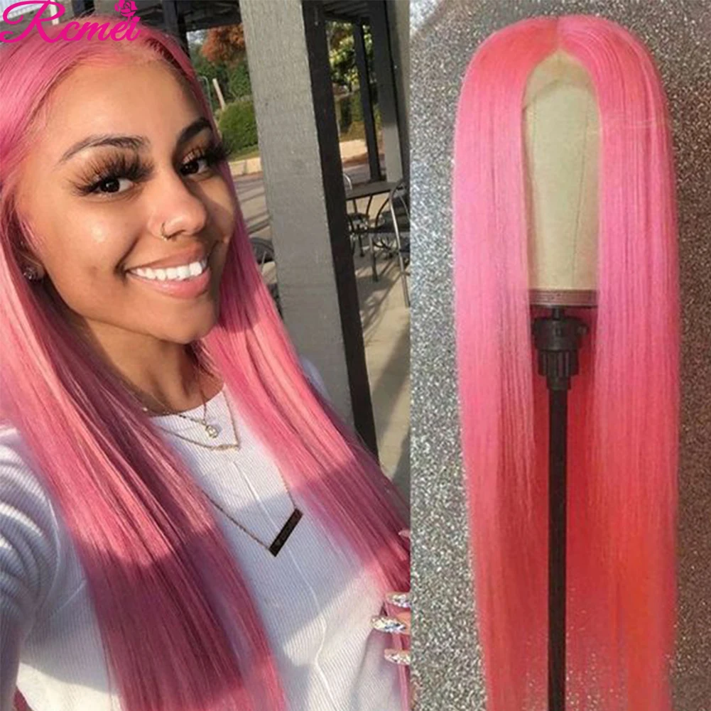 

13X4 Highlight Ombre Lace Front Human Hair Wigs Pink Colored Human Hair Wig Ombre Body Wave Lace Frontal Wig Highlight Wigs