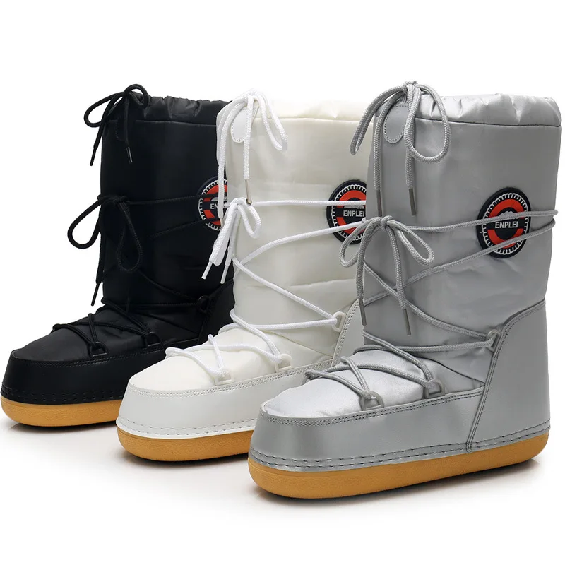 

Lunar Boots Women Winter Parent-child Snow Boots Fashion Warm Lace Up Platform Shoes for Women Waterproof Non-slip Space Boots