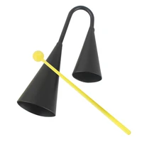double bell cow bells two tone metal rhythm orff musical percussion instrument with drumstick binaural cowbell trumpet horn