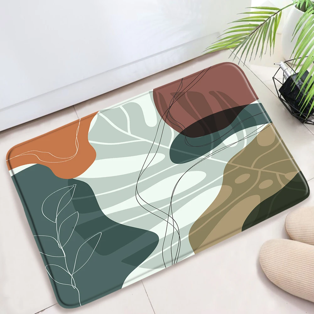 

Абстрактные коврики для ванной комнаты среднего возраста с зелеными листьями растений коврик для ванной нескользящие напольные коврики мя...