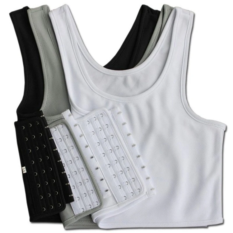2022 Casual Breathable Buckle Short Chest Breast Binder Vest Tops Chest Binder Underwear Tank Tops Bandage Breathable Side Hook