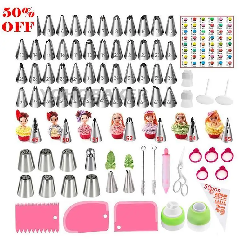 

135PCS Cake Decorating Tools Spatula Kit Bakeware Pastry Tools Cake Design Accessories Piping Bag Dress Nozzles Set Icing Socket