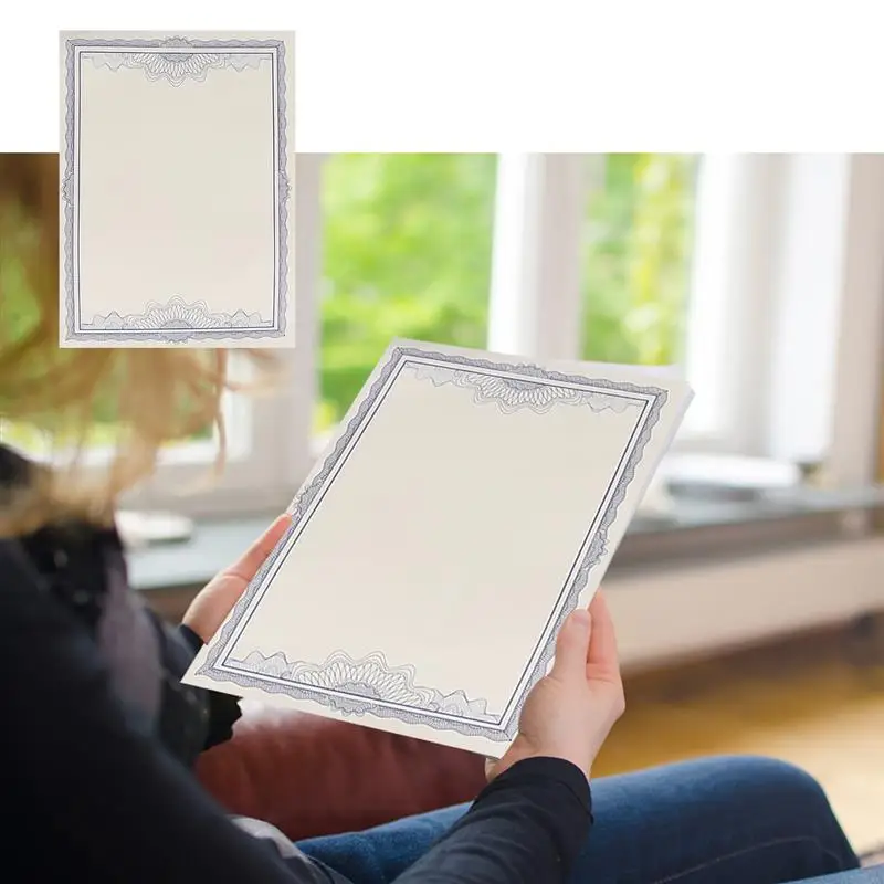 

1 Set of 5Pcs Blank A4 Certificate Paper 12K Blue Border Inner Sheet Paper Core