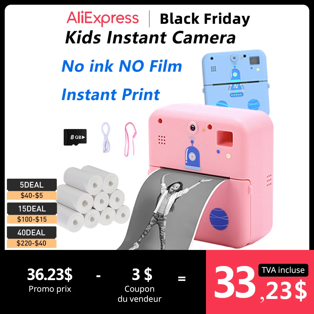 

Мини фотопринтер мгновенная печать камера беспроводная термоэтикетка Многофункциональная портативная для детей Детская игрушка для пода...