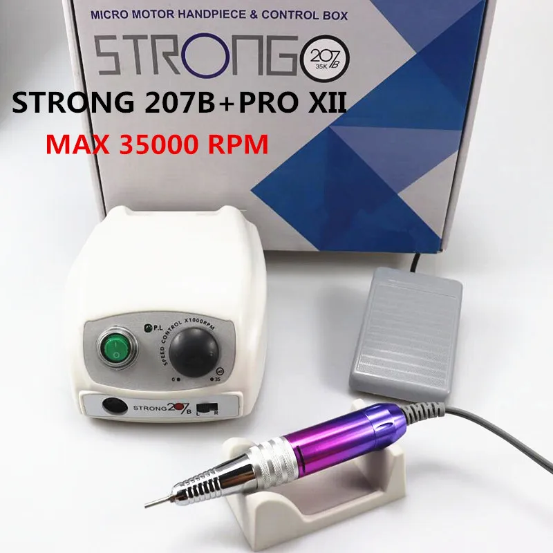 

new Strong 207b 65W control box 35000RPM Nail Drill Nails Art Tool Handpiece Nail File Equipment manicure machine Nail File Set