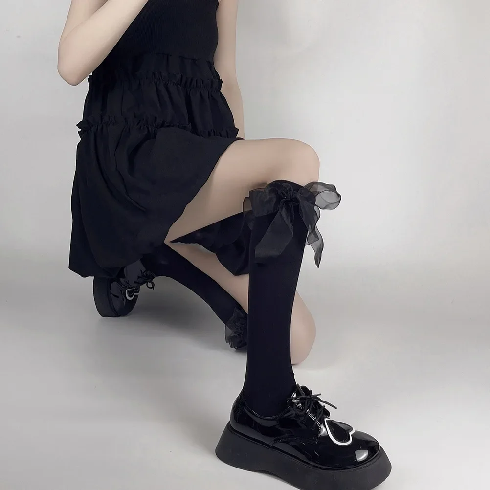 Милые гольфы для девочек женские чулки бандажные носки с бантом в стиле Лолиты