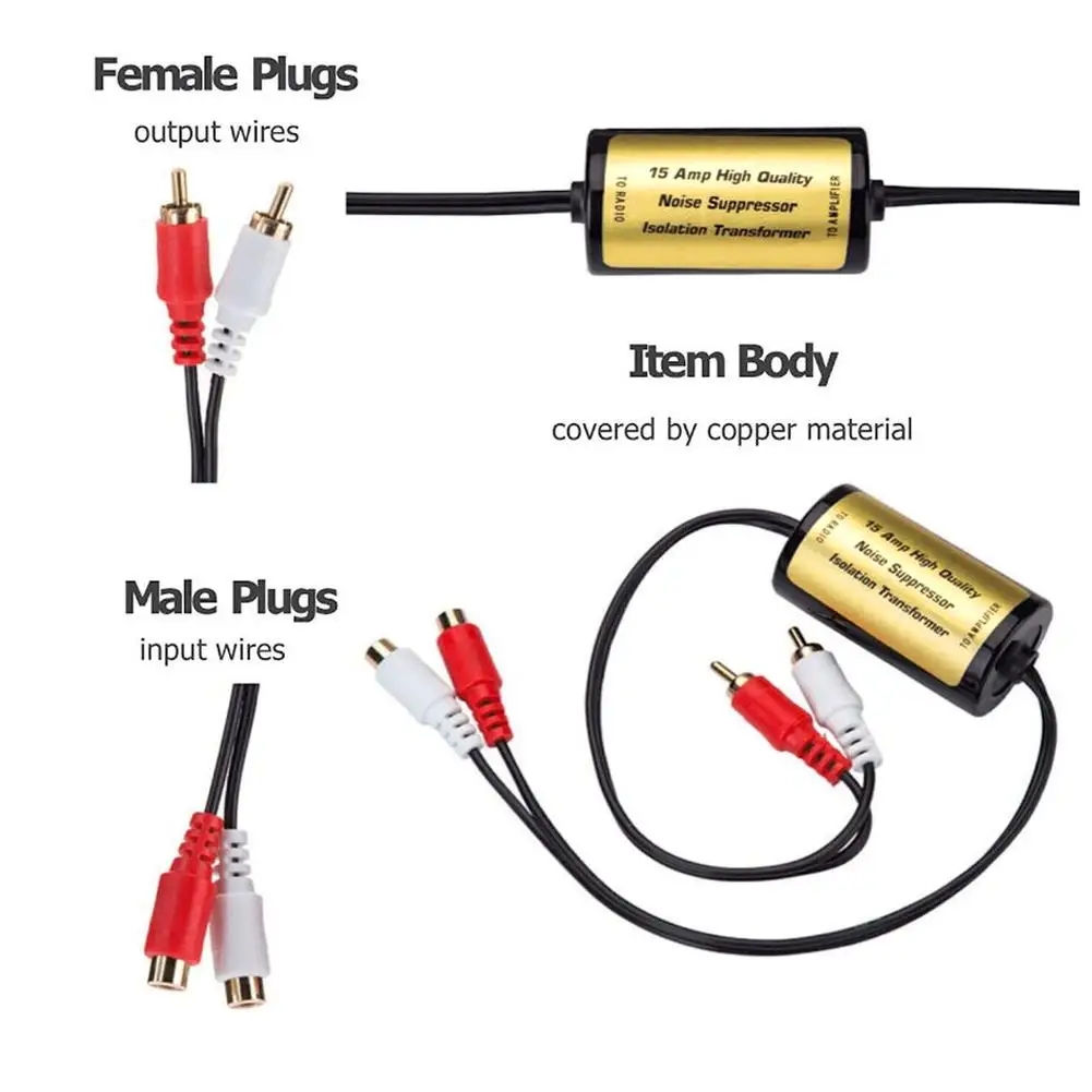 RCA Audio Шумовой фильтр 2x Male Female Ground Humming Buzzing Loop Аксессуары Устраняет шум фильтра