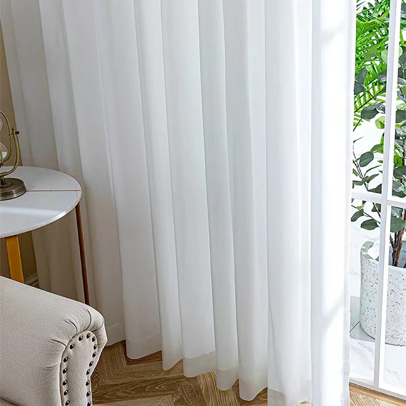 Фото White Tulle High Quality Thick Yarn Luxury Chiffon Window Curtains For Bedroom Villa Opaque Drapes Living Room Decoration №4