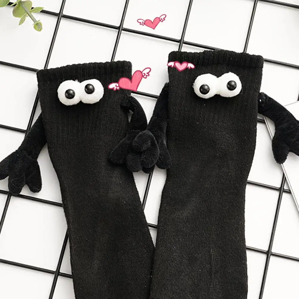 Magnetic Couple Socks 3D Doll Couple Socks Women Spring Summer Cartoon Big Eyes Short Tube Socks Novelty Funny Magnetic Socks