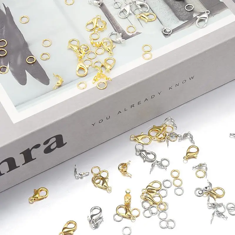 1Box DIY Jewelry Making Kits Lobster Clasp Open Jump Rings Eye Pins Connector Box Sets Bracelet Necklace Findings |