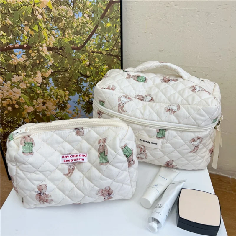 

Little Bear Bunny Travel Cosmetic Bag for Women Makeup Storage Bag Large Toiletry Bags Female Beauty Case Cotton Cosmetic Pouch