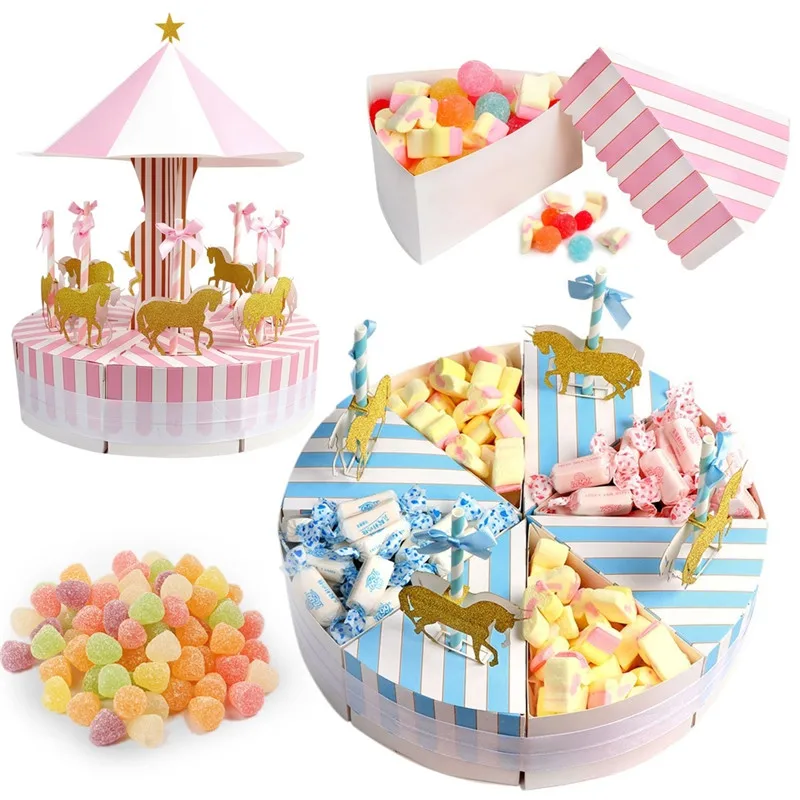 

1 Set Carousel Candy Box Birthday Decoration Party Wedding Gift Gift Box European Style Creative Cake Box