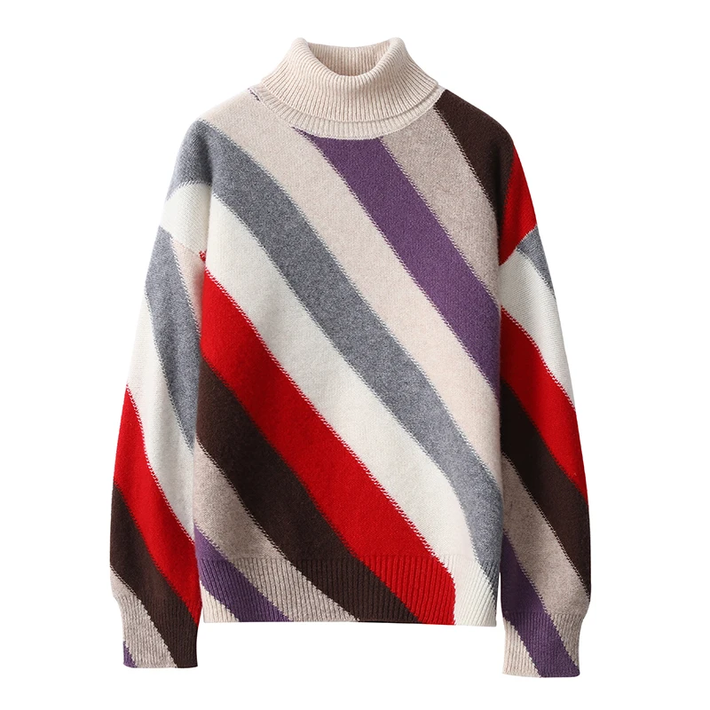 Женская водолазка из 100% мериносовой шерсти толстый вязаный пуловер с высоким