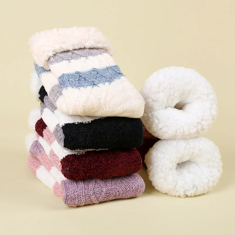 Women Fuzzy Sock Winter Warm Thermal Sleeping Soft Female Plush fluffy Short Slipper Non Slip Grip Comfy Floor Sock House Home